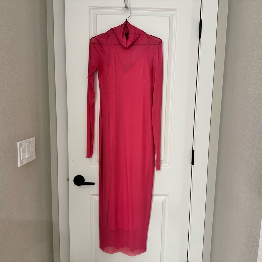 AFRM Shailene Mesh Dress Azalea Pink- Small - Picture 5 of 6